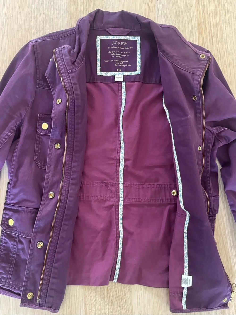 J.Crew Relaxed Boyfriend Field Jacket Purple Utility Cargo Military 100% cotton